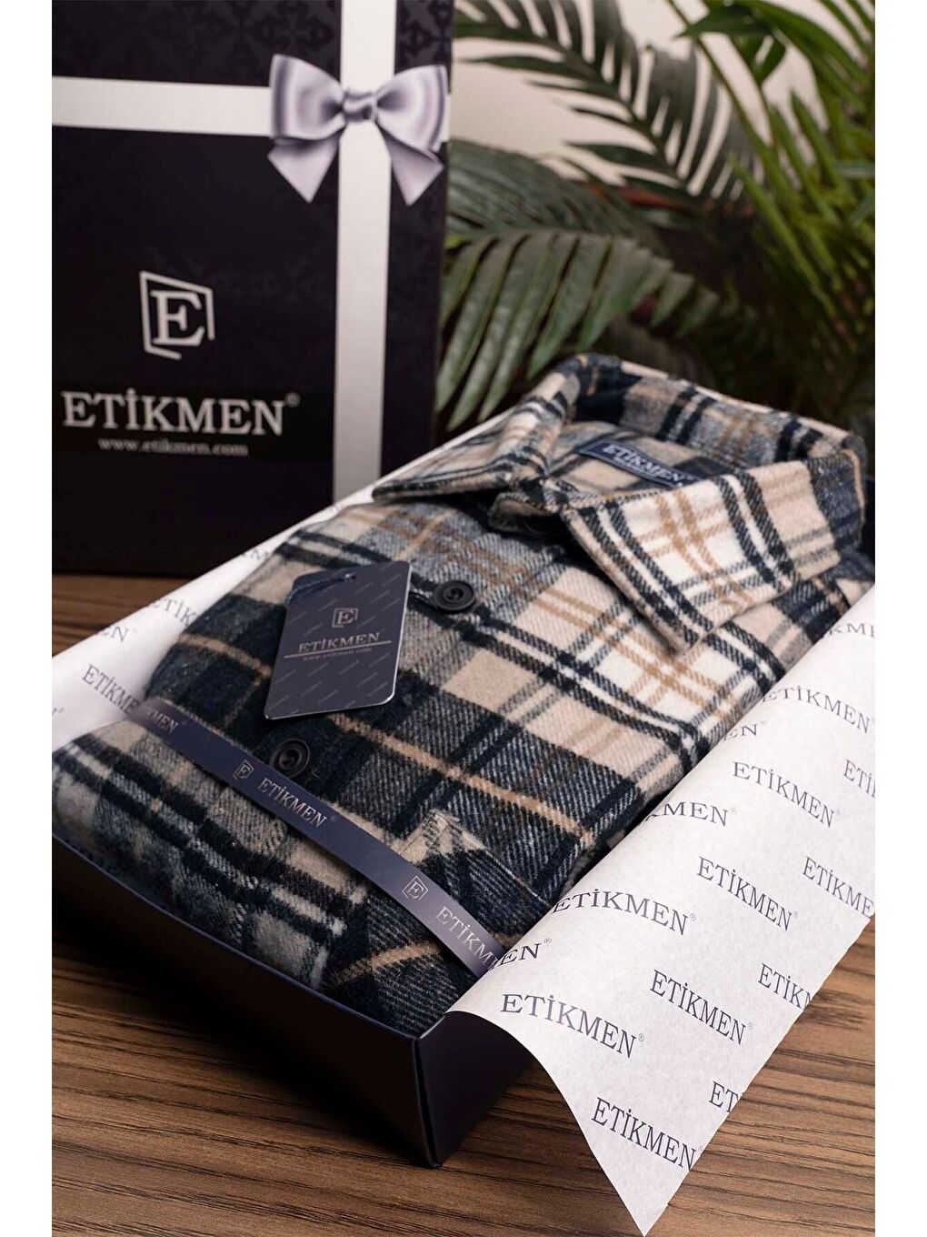 Kahverengi Sütlü Kahve Lacivert Oversize (Geçişli Kalın) %100 Pamuk Erkek Oduncu Gömlek-3