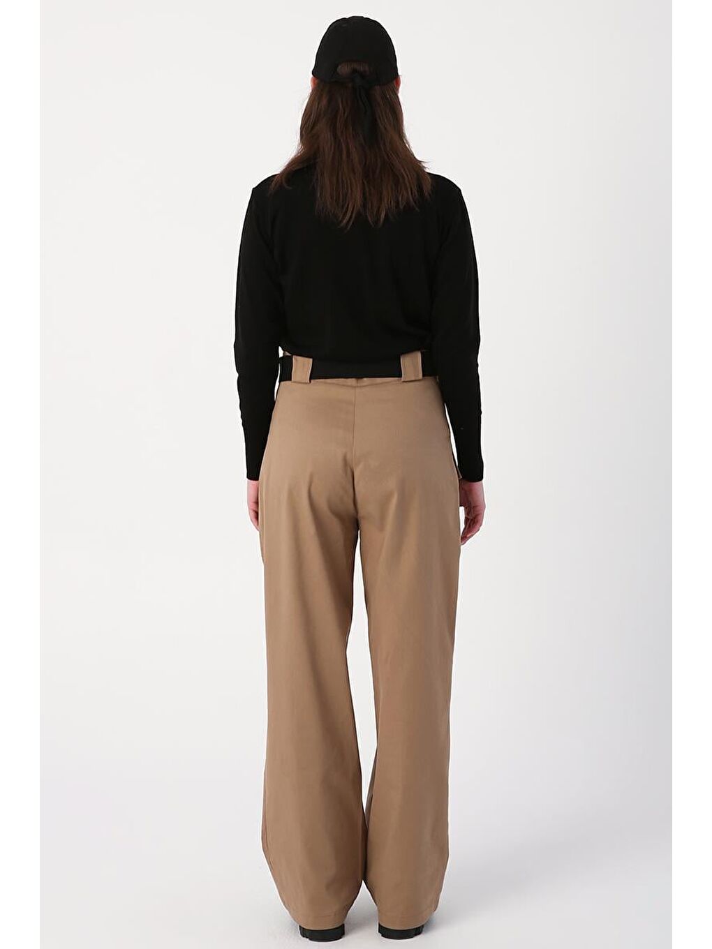 Bej-Palaska Kemerli Cepli Bol Paça Pantolon-3