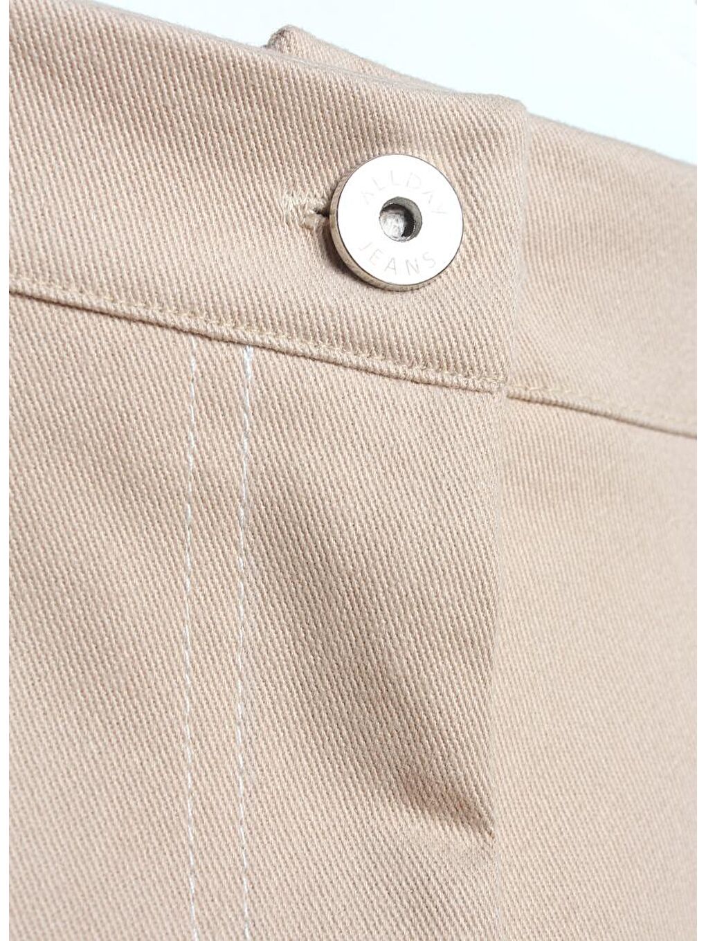 Açık Bej-Garni Dikişli Geniş Paça Pantolon-4