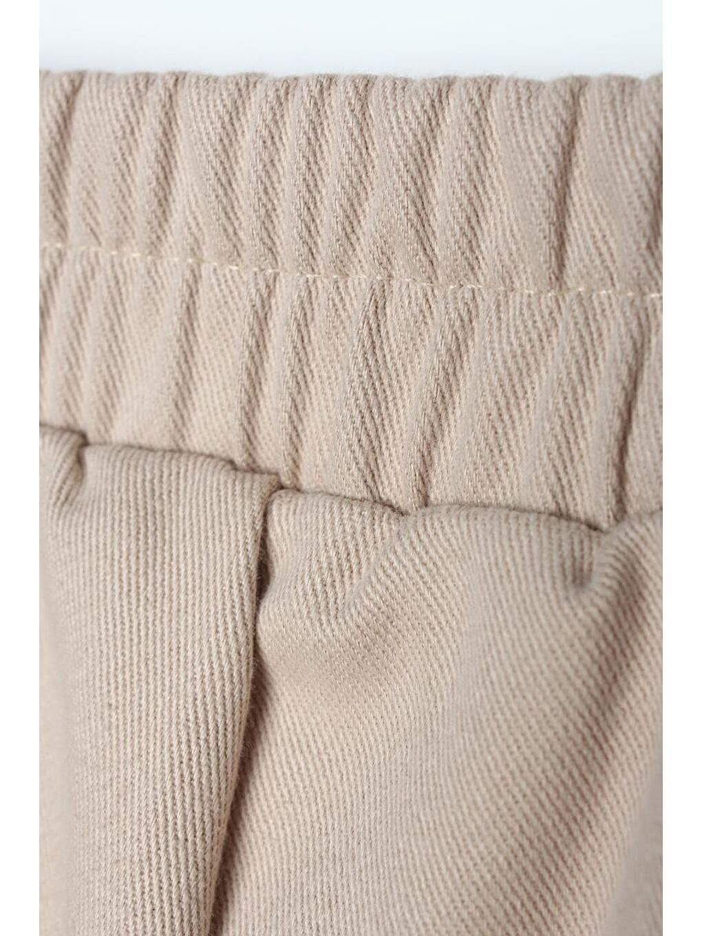 Açık Bej-Garni Dikişli Geniş Paça Pantolon-5