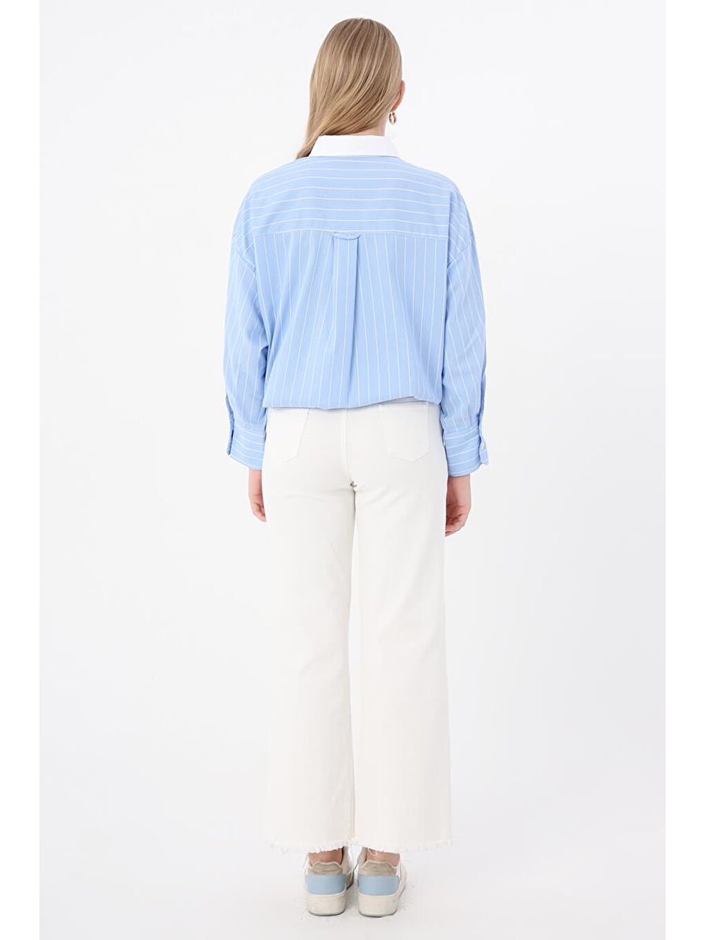 Beyaz-Pamuklu Paçası Püsküllü Pantolon-3