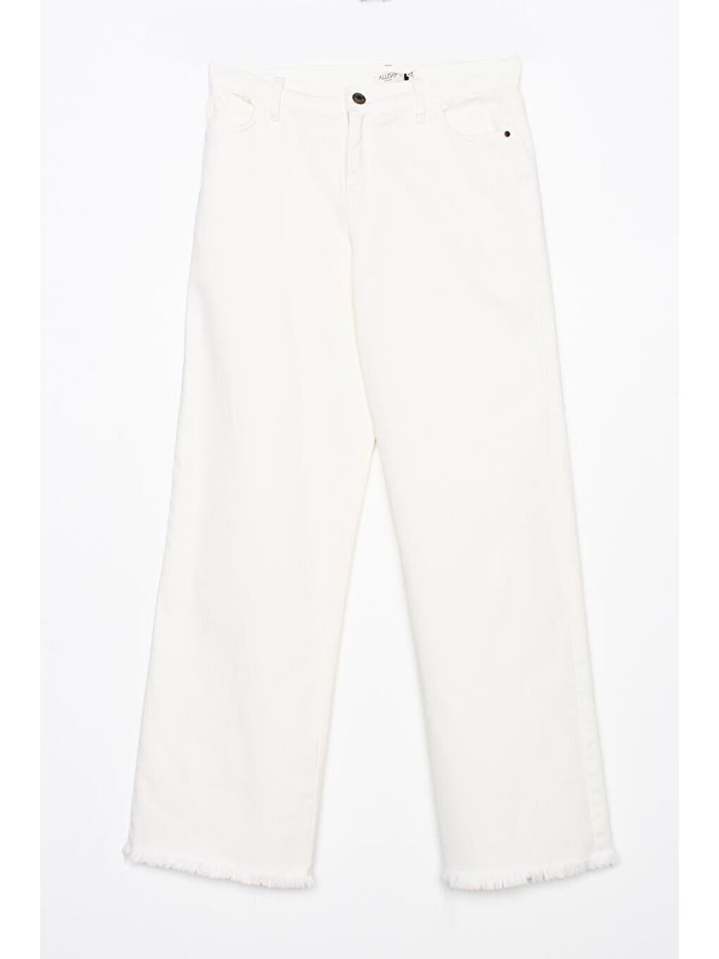 Beyaz-Pamuklu Paçası Püsküllü Pantolon-6