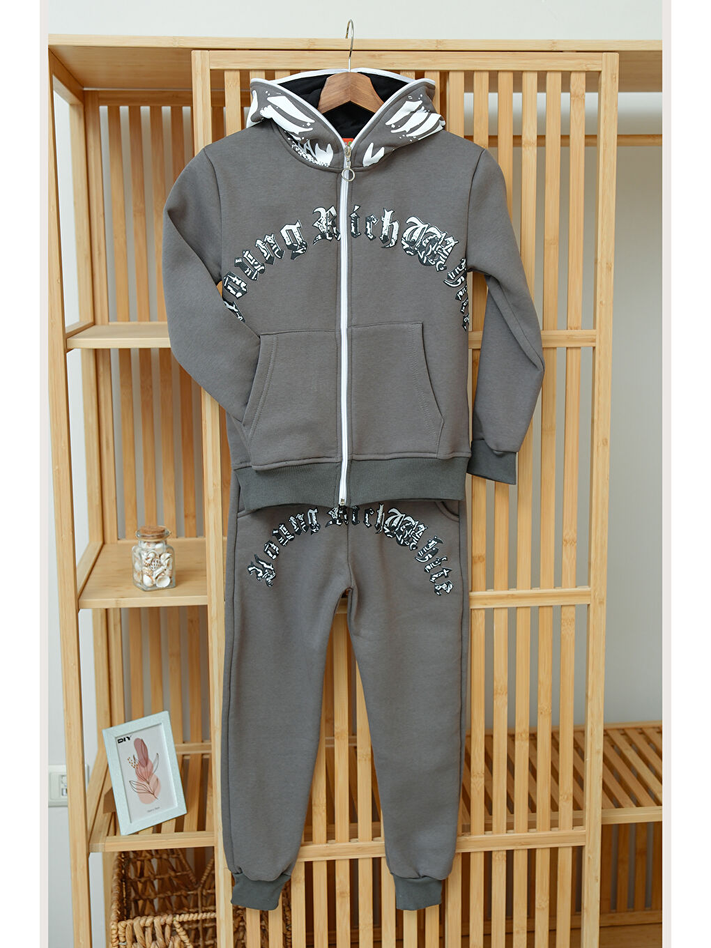 Haki Erkek Çocuk Fermuarlı Kalın Eşofman Takımı-1