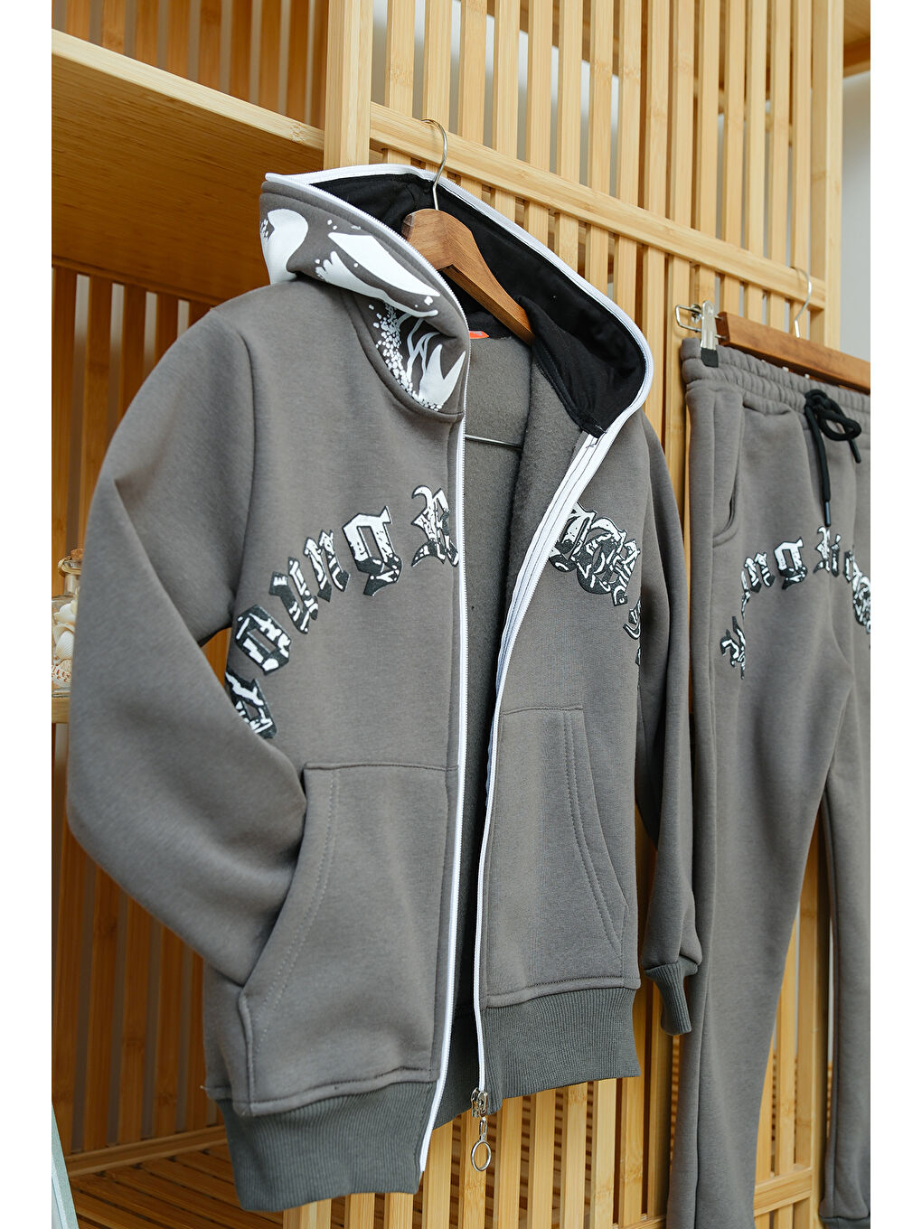 Haki Erkek Çocuk Fermuarlı Kalın Eşofman Takımı-3