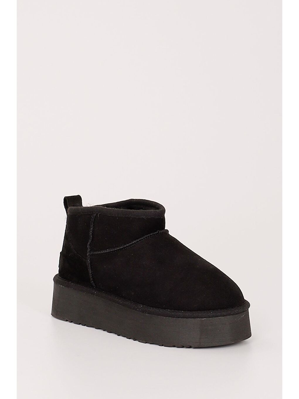 Siyah SİYAH  Hakiki Post Mini Platform Taban Kadın Kürklü Bot 34021-4