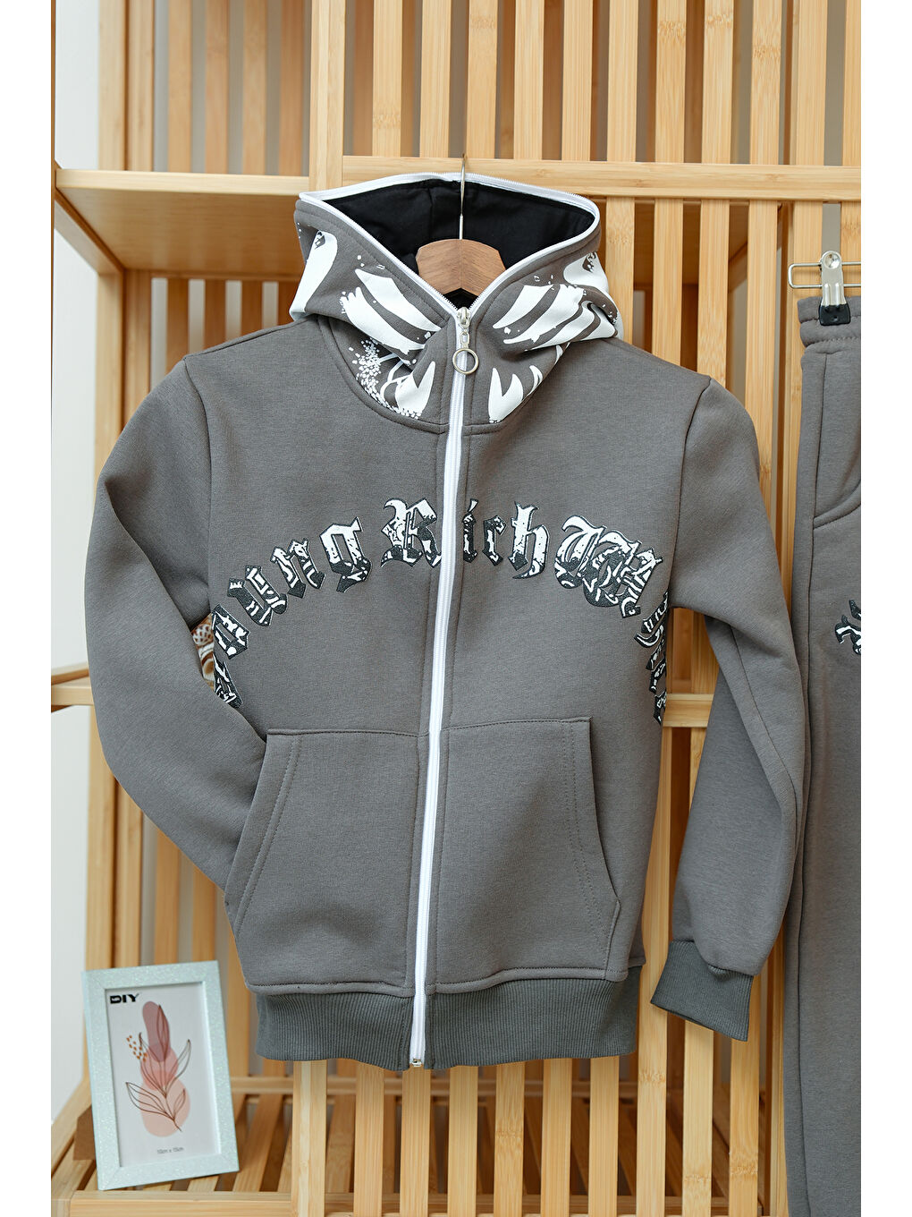 Haki Erkek Çocuk Fermuarlı Kalın Eşofman Takımı-4