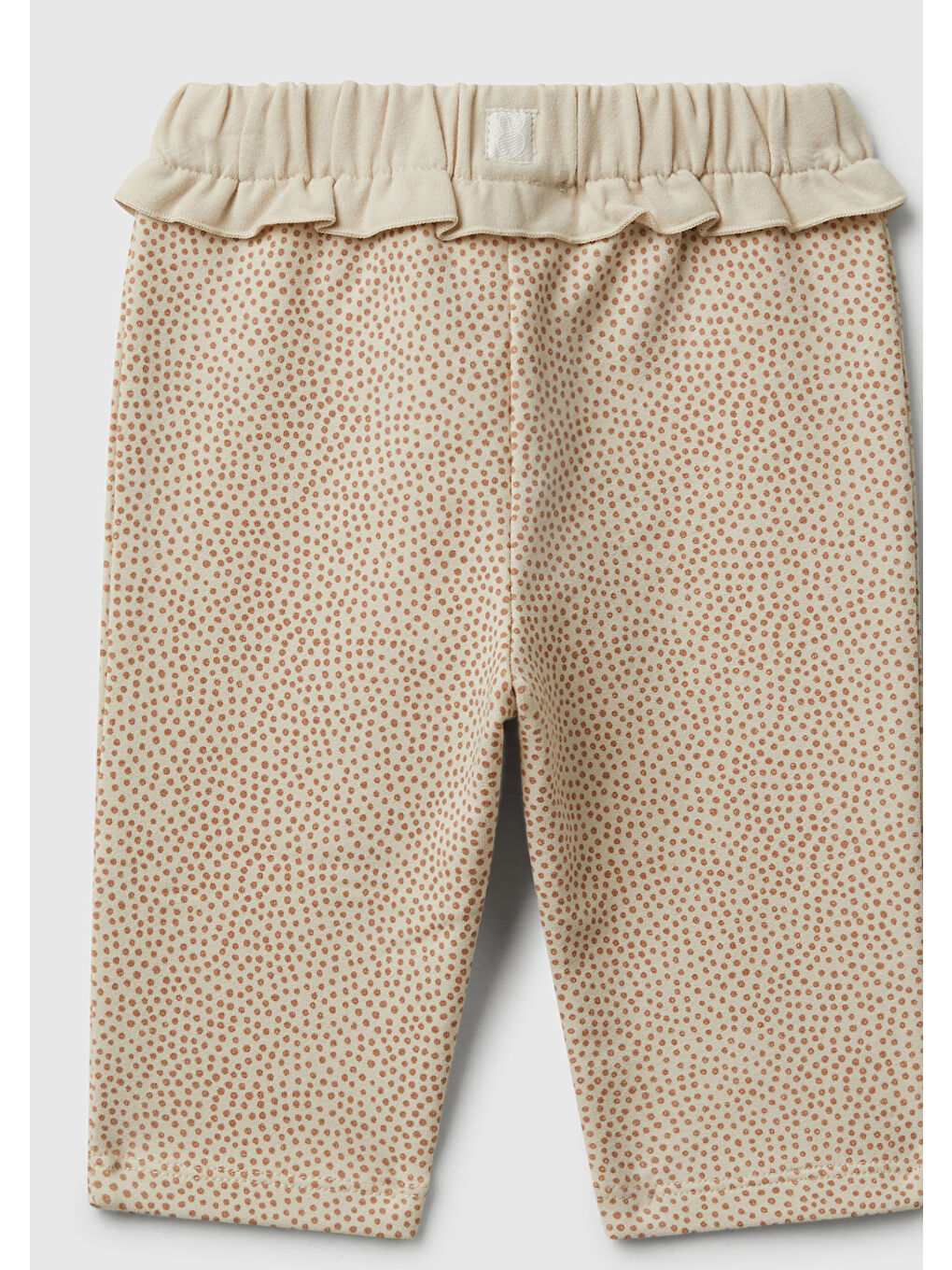 Bebek Bej Tamamı Desenli Logo Etiketli Beli Fırfırlı İpli Eşofman Altı-1