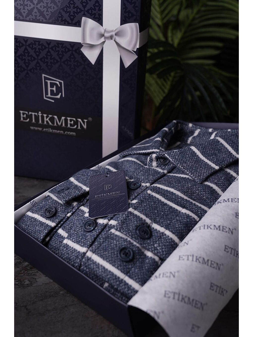 Mavi Beyaz Çizgili Oversize Oduncu Erkek Gömlek-6