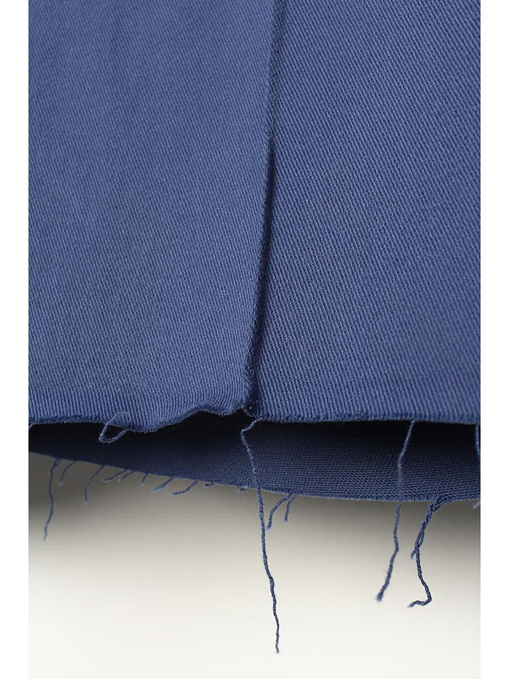 Mavi-Pamuklu Paçası Püsküllü Nervürlü Bol Paça Pantolon-4