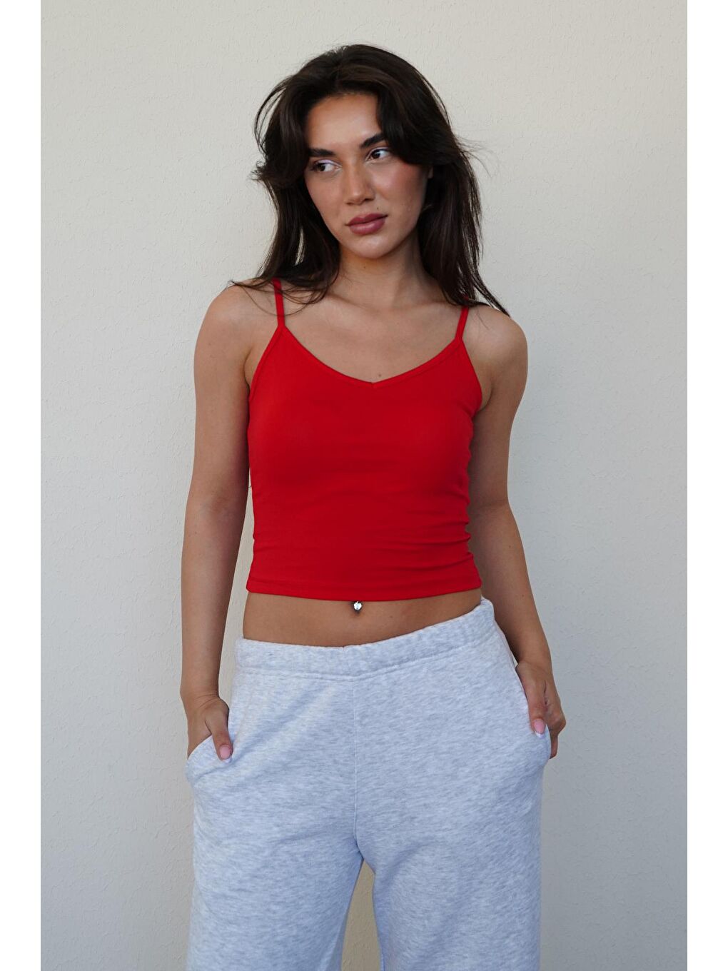 Kırmızı Askılı V Yaka Atlet Mg2454-2