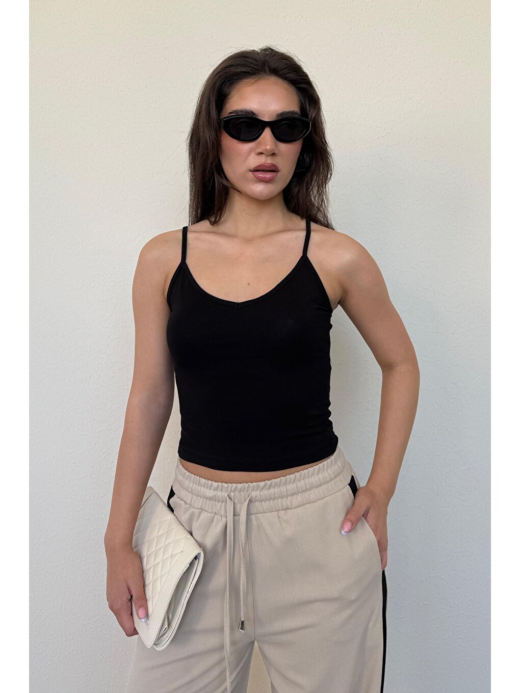 Siyah Askılı V Yaka Atlet Mg2454-4