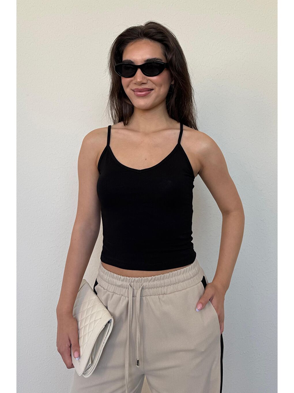 Siyah Askılı V Yaka Atlet Mg2454-6