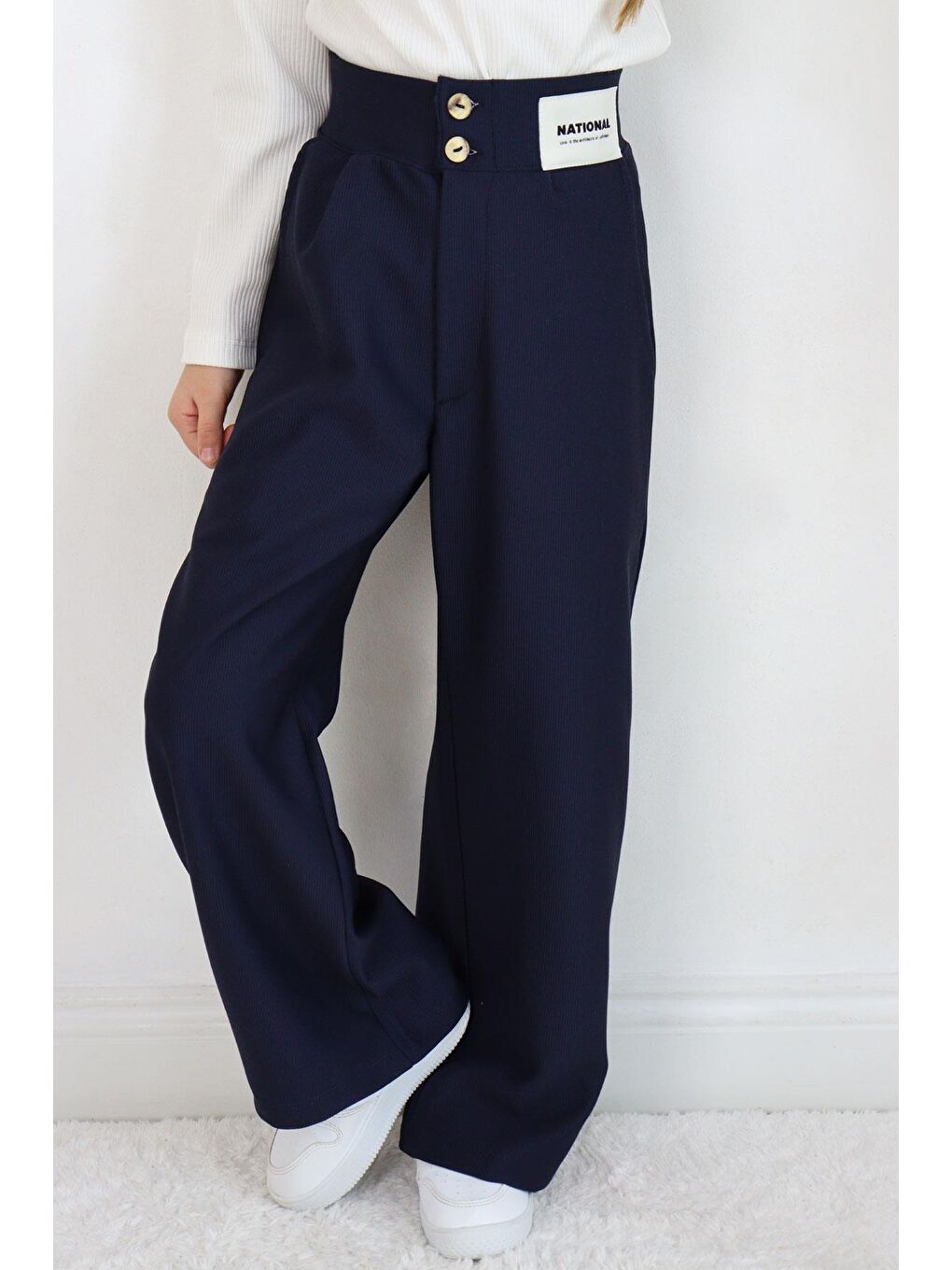Kız Çocuk Pantolon Düğmeli Fermuarlı Lacivert (6-7 Yaş)-4