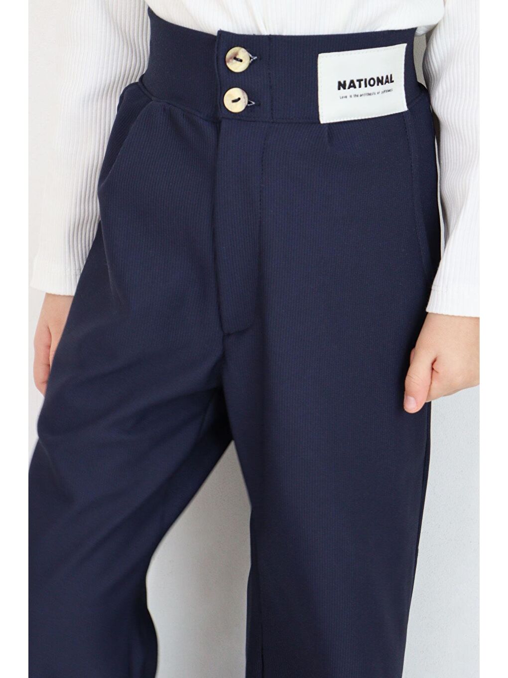 Kız Çocuk Pantolon Düğmeli Fermuarlı Lacivert (6-7 Yaş)-6