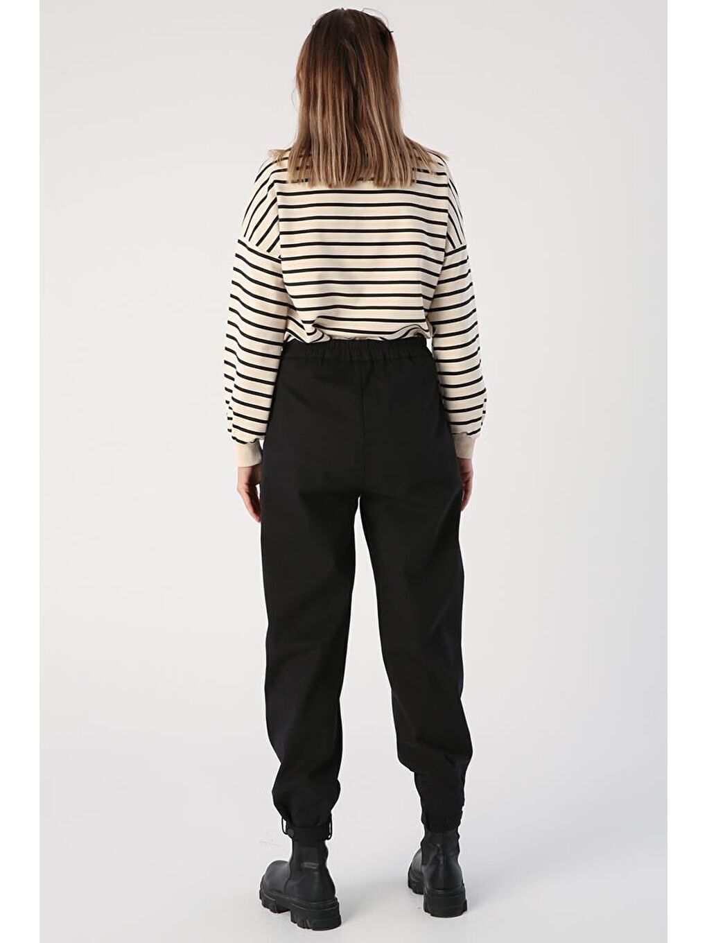 Siyah-Pamuklu Apolet Detaylı Çıtçıtlı Kargo Pantolon-3