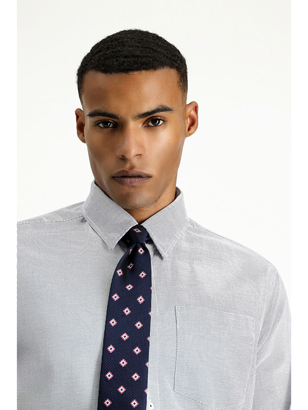 Lacivert Uzun Kol Regular Fit Desenli Pamuk %100 Pamuk Gömlek-2