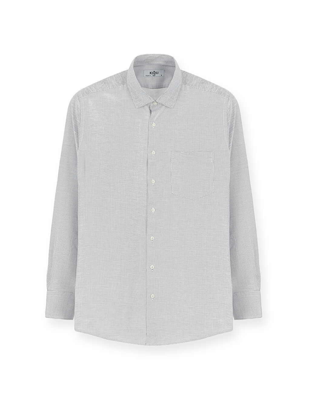 Lacivert Uzun Kol Regular Fit Desenli Pamuk %100 Pamuk Gömlek-5