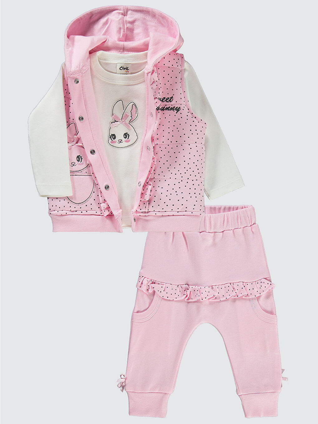 Baby Kız Bebek 3'lü Takım 6-18 Ay Pembe