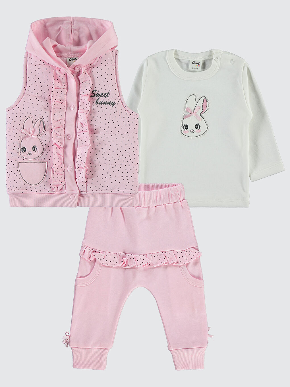 Baby Kız Bebek 3'lü Takım 6-18 Ay Pembe-1