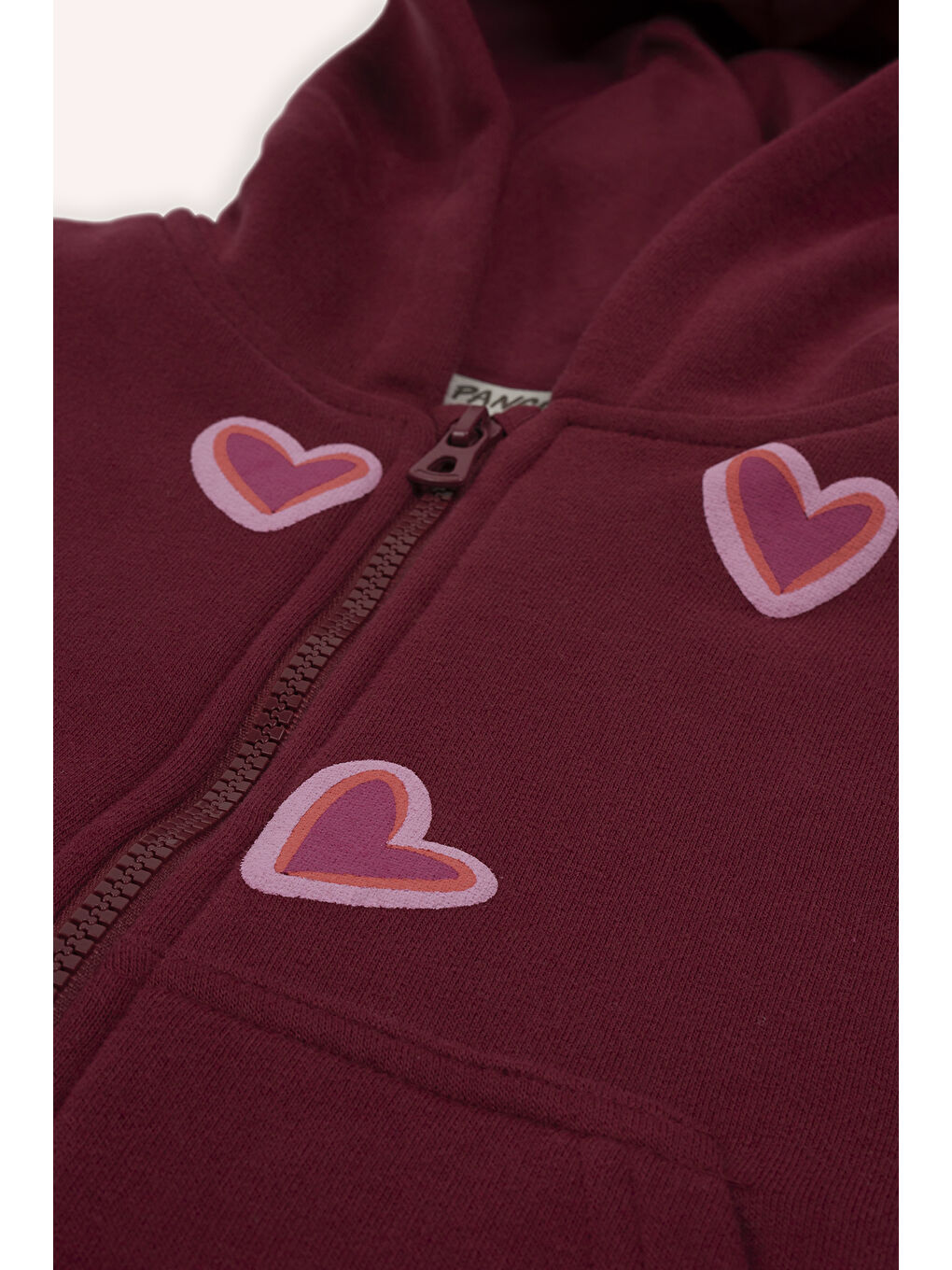 Kız Çocuk Kalp Detaylı Kapüşonlu Bordo Sweatshirt-1
