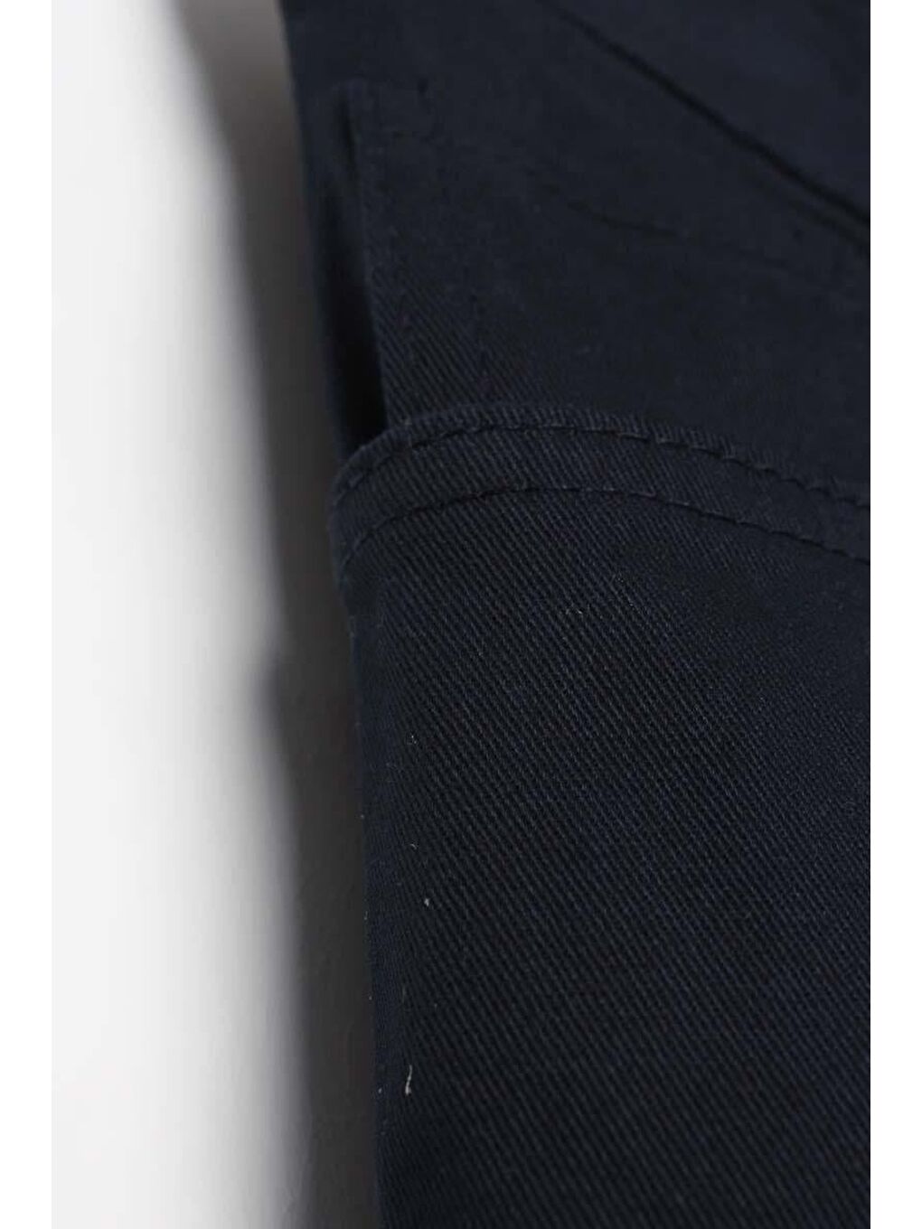 Lacivert Pamuklu Yüksek Bel Bol Paça Elastanlı Pantolon-3