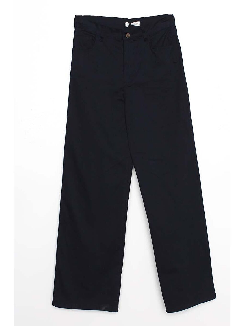 Lacivert Pamuklu Yüksek Bel Bol Paça Elastanlı Pantolon-4