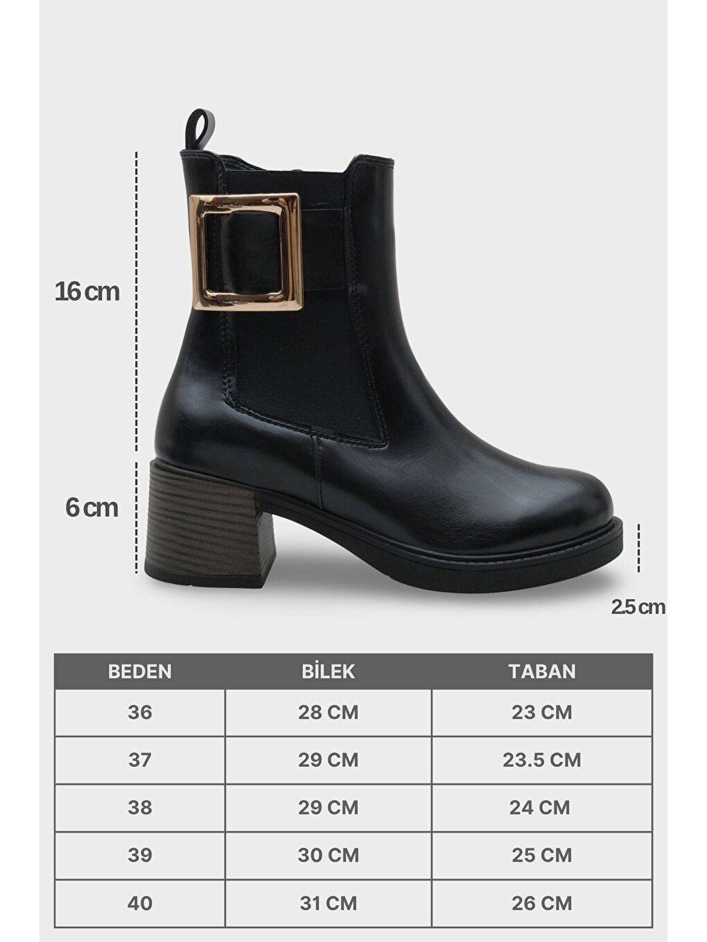 Siyah Rhody Metal Tokalı Kadın Bot-5