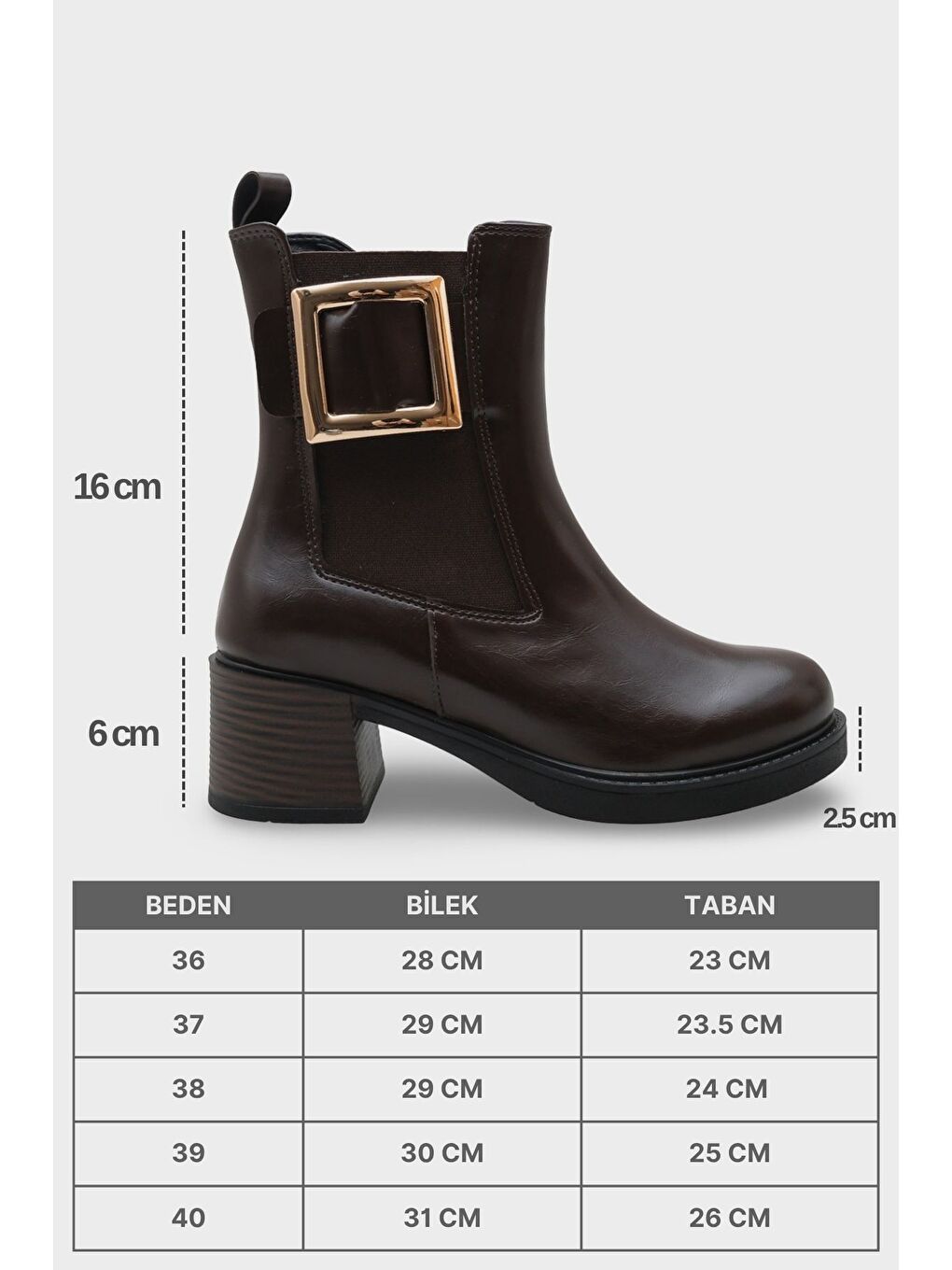 Kahverengi Rhody Metal Tokalı Kadın Bot-6