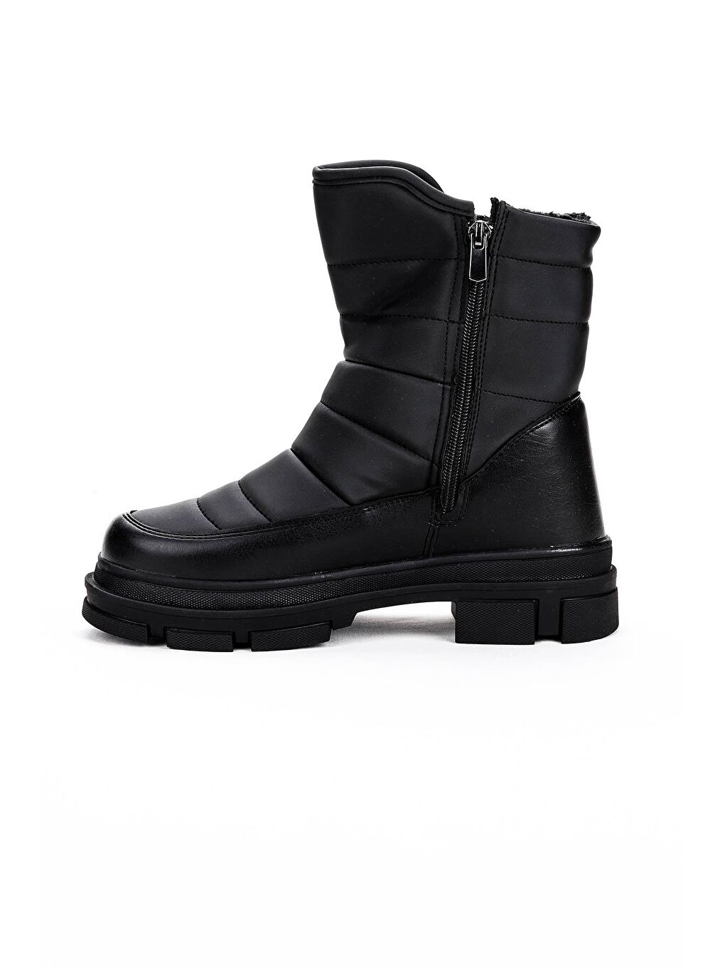 Siyah Günlük İçi Termal Kürklü Kadın Fermuarlı Kar Bot Ayakkabı Twg 820-4