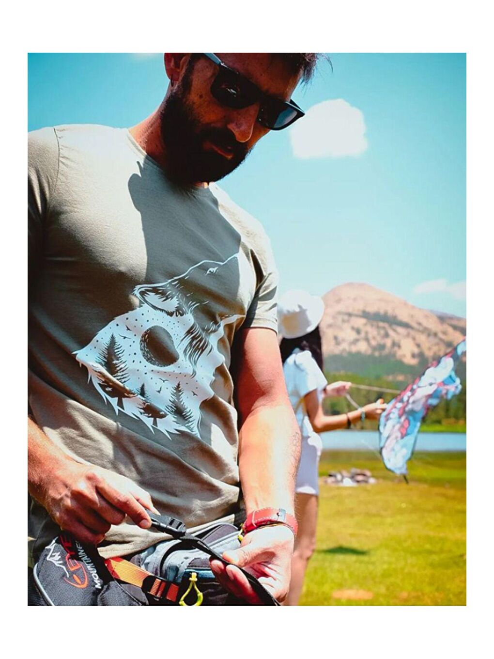 GENIUS STORE Yeşil-Siyah Unisex Baskılı Tişört Outdoor Sport T-shirt KURT HAKİ - 2