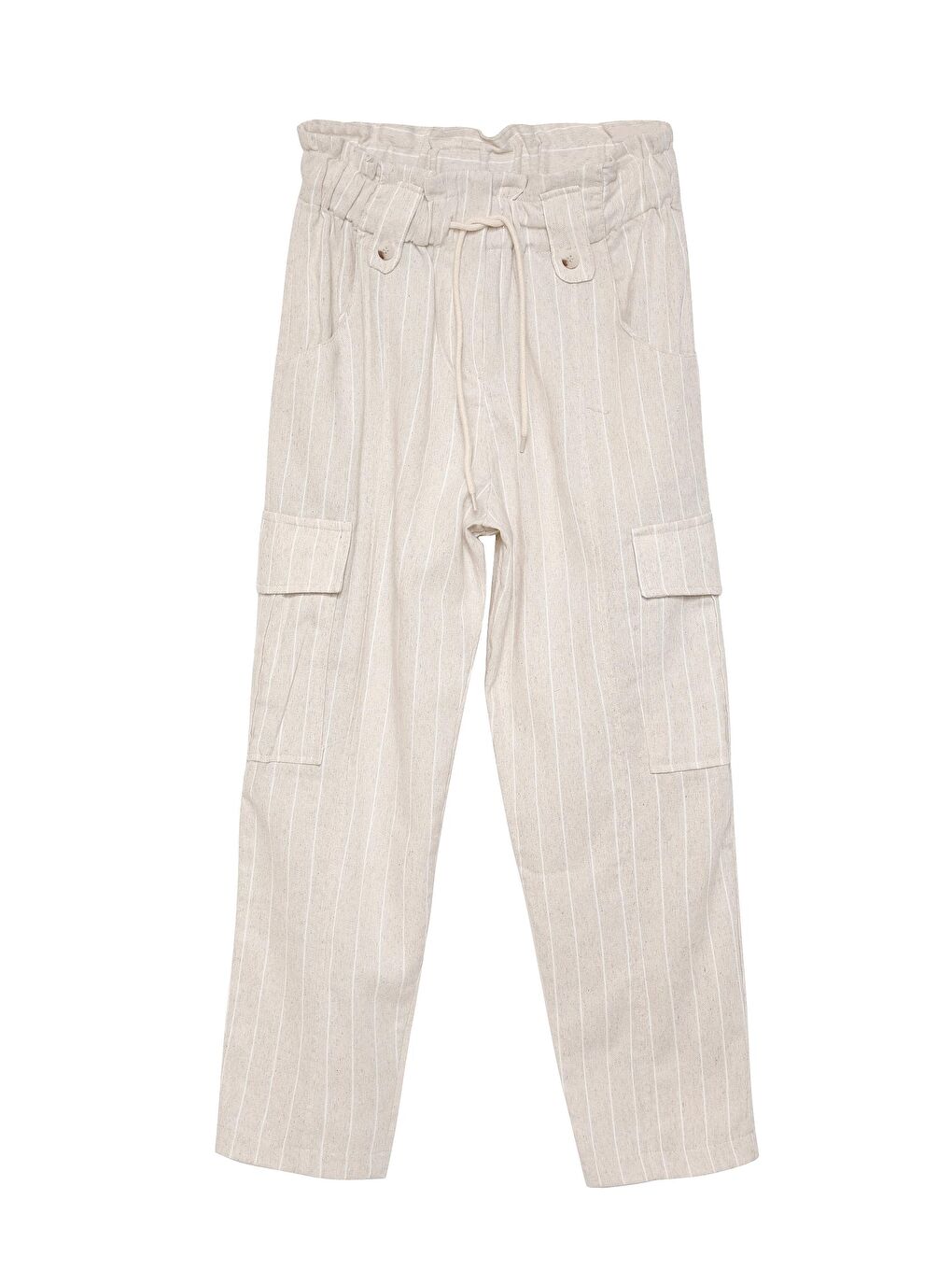 Bej Keten Kargo Pantolon Naturel