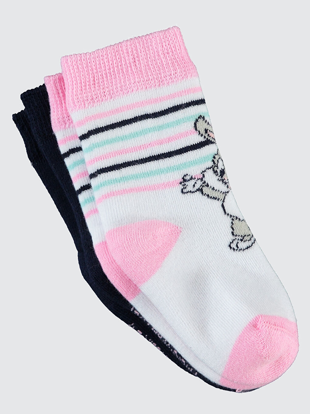 Bugs Bunny Kız Bebek Havlu Çorap 0-24 Ay Beyaz-Pembe-2