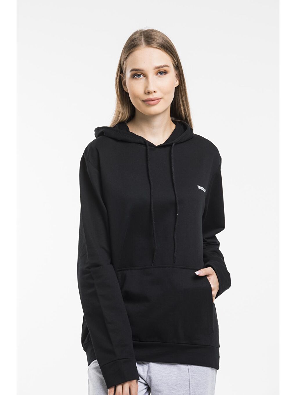 Süperlife Siyah Kadın Kapşonlu Regular Fit Baskılı Sweatshirt SPR21K61 - 1