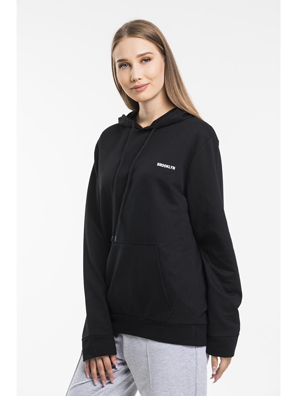 Süperlife Siyah Kadın Kapşonlu Regular Fit Baskılı Sweatshirt SPR21K61 - 3