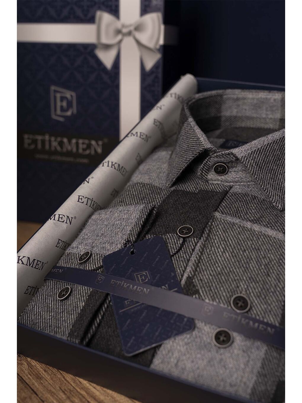 Siyah Füme Dama Desenli Slimfit Oduncu Erkek Gömlek-4