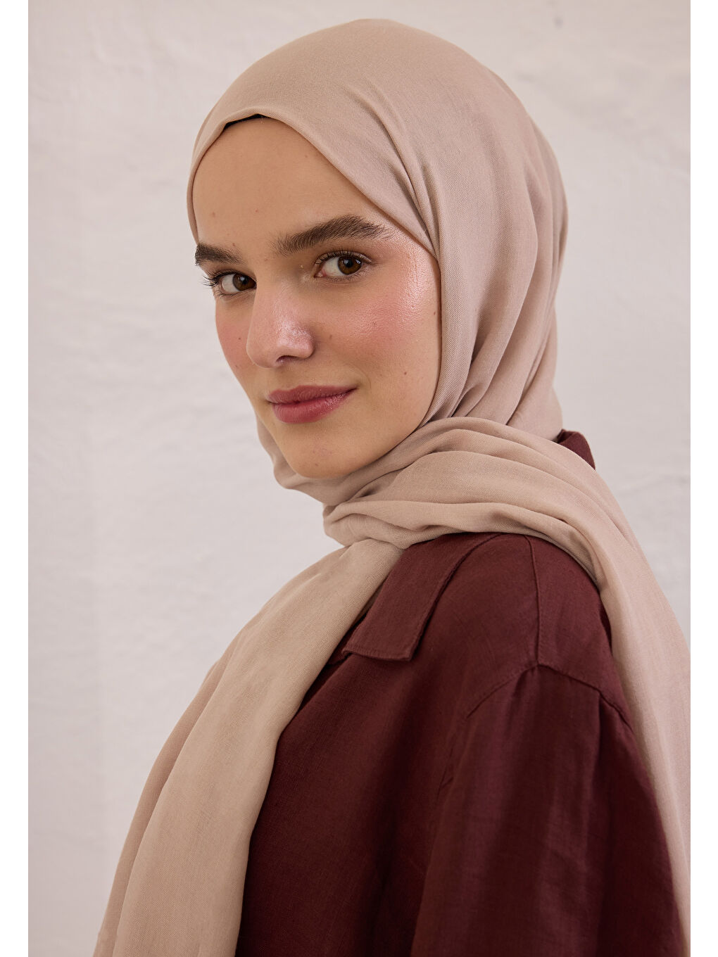 Pembe Soft Viskon Şal Pudra-1