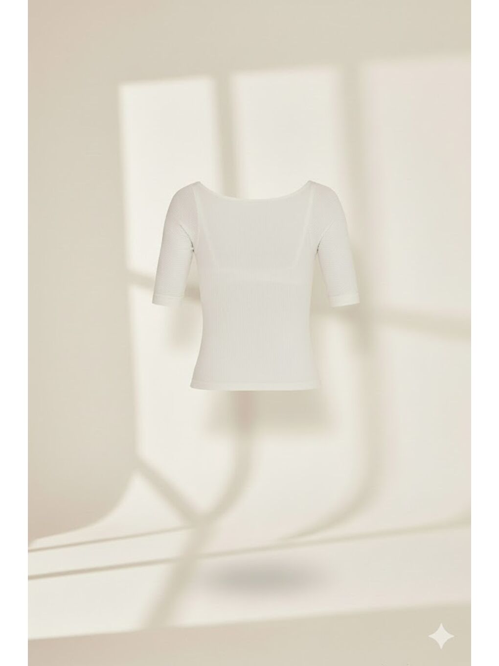 C15014 Dikişsiz Göğsü Açık Kollu Korse Beyaz-1