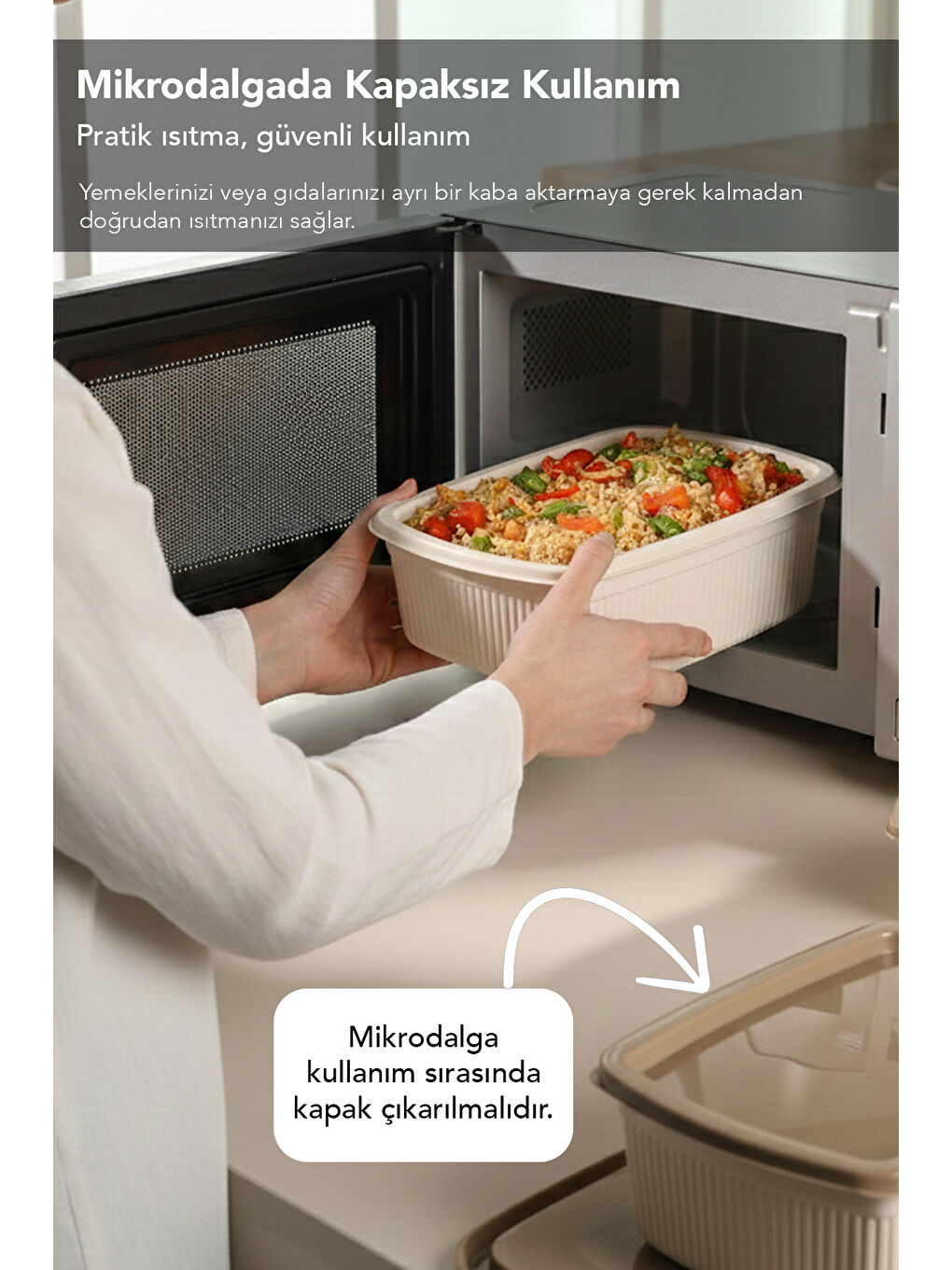 Yeşil 12'li Çizgili Dikdörtgen Gıda Saklama Kabı Seti-6