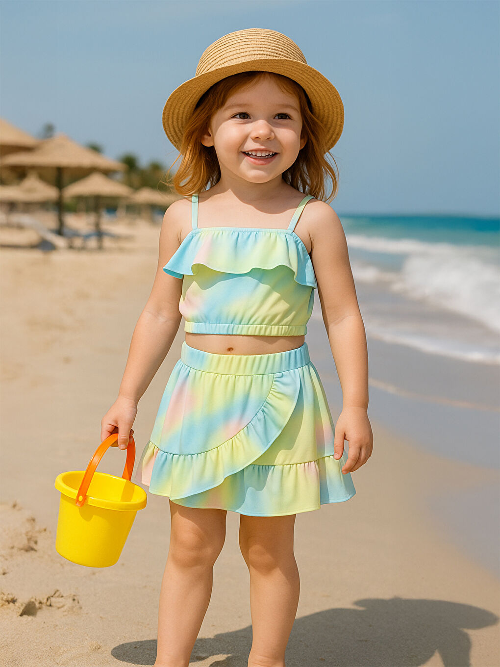 Girls Kız Çocuk Mayo 2-12 Yaş Sarı