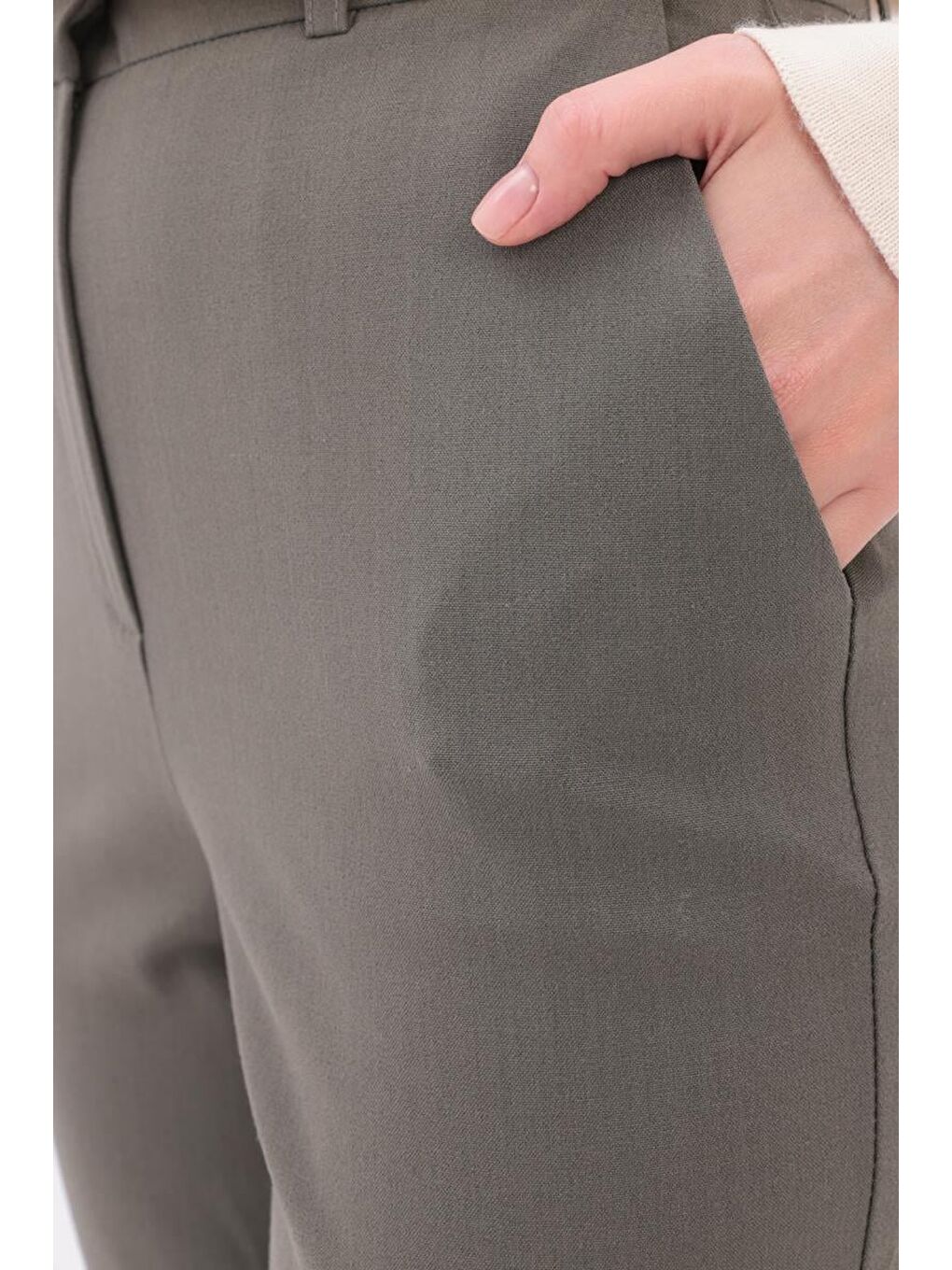 Haki-Paçası Yırtmaçlı Havuç Pantolon-4