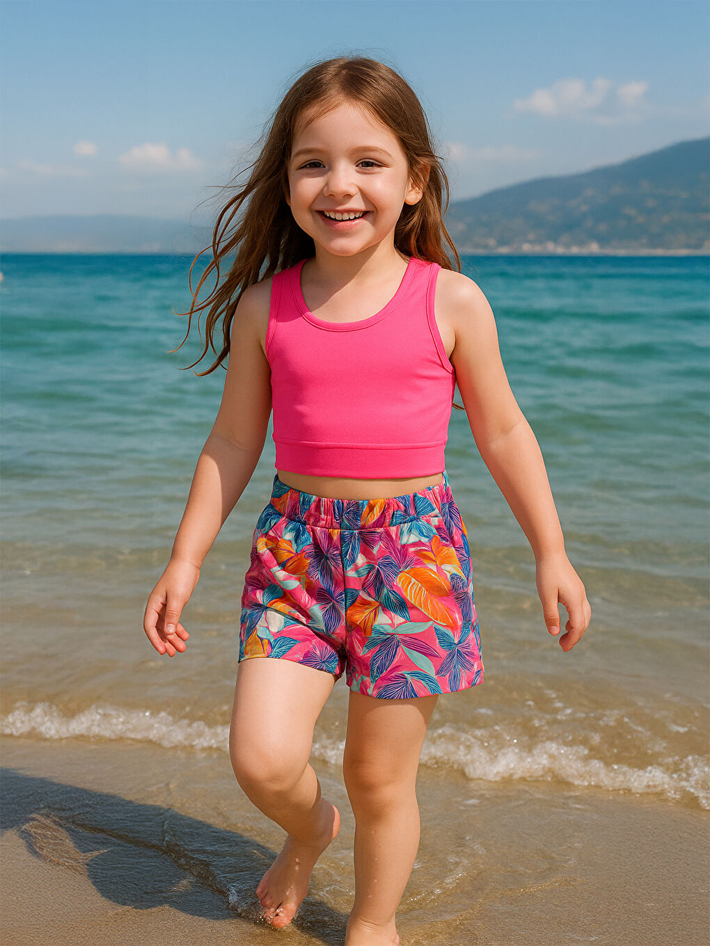Civil Girls Kız Çocuk Mayo 2-12 Yaş Neon Pembe - 1