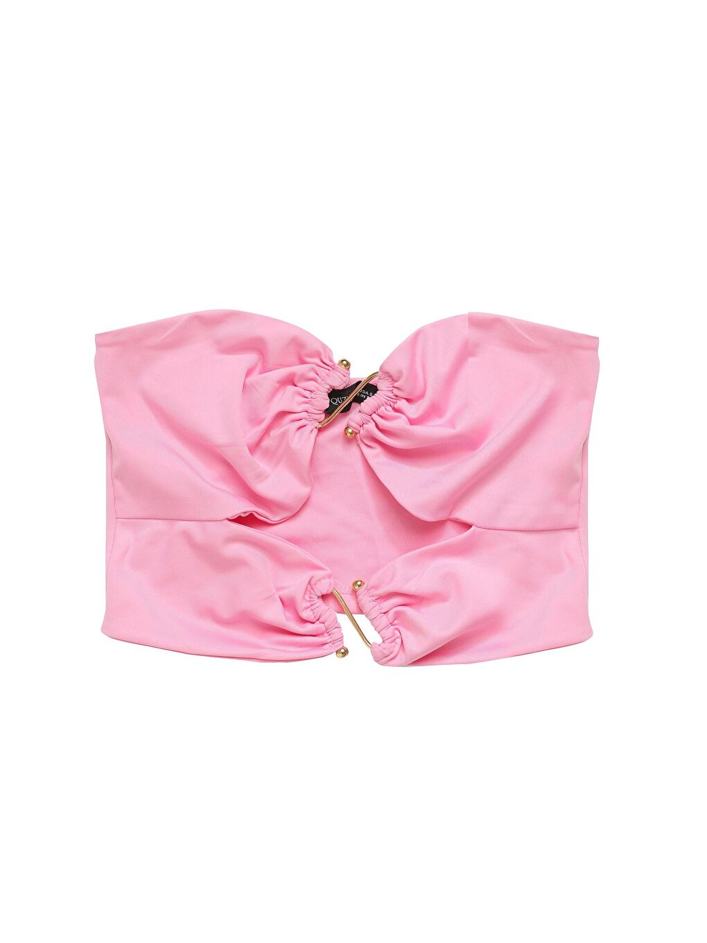 Dekolteli Toka Detaylı Crop Büstiyer Pembe