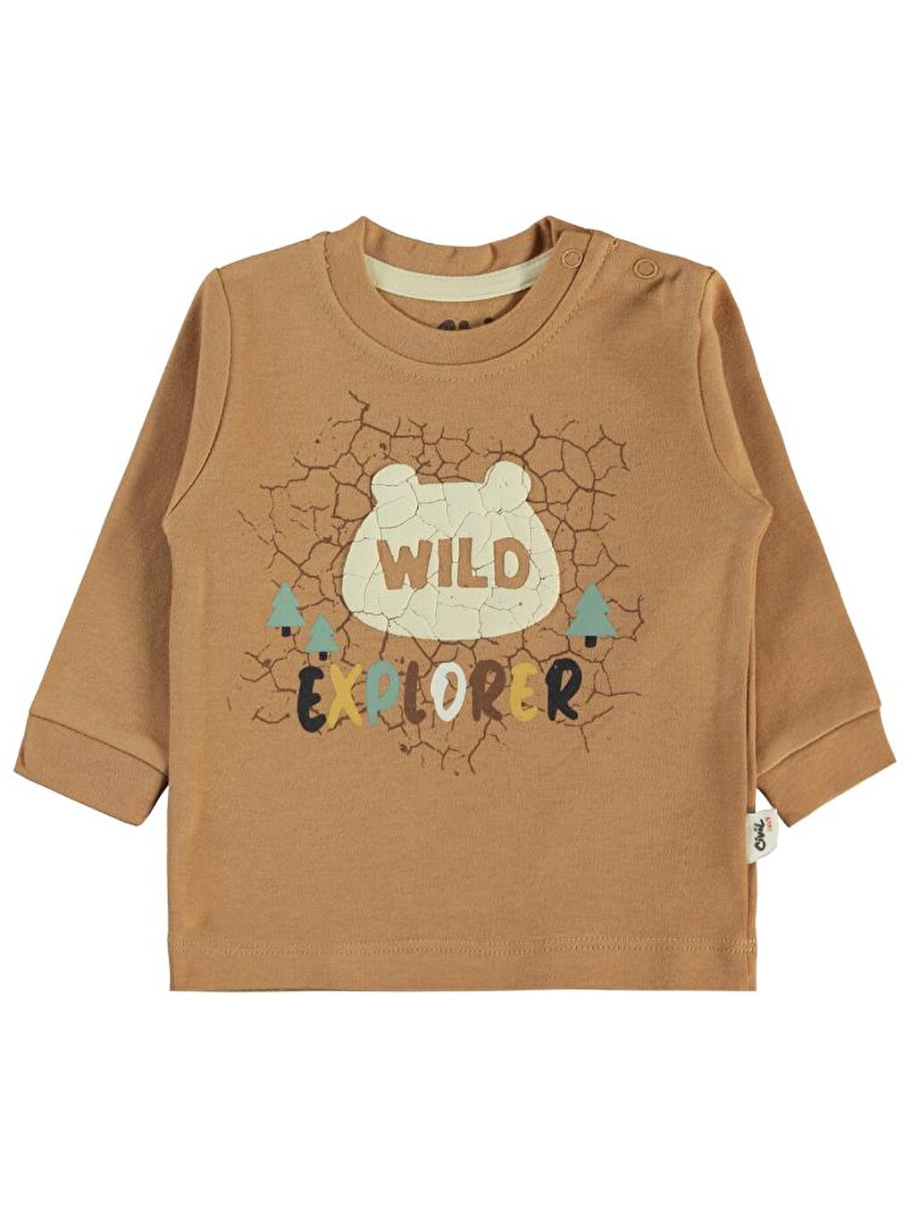 Kahverengi Baby Crack Pattern Baskılı 6-18 Sweatshirt - Kahve 18-24 Ay-1