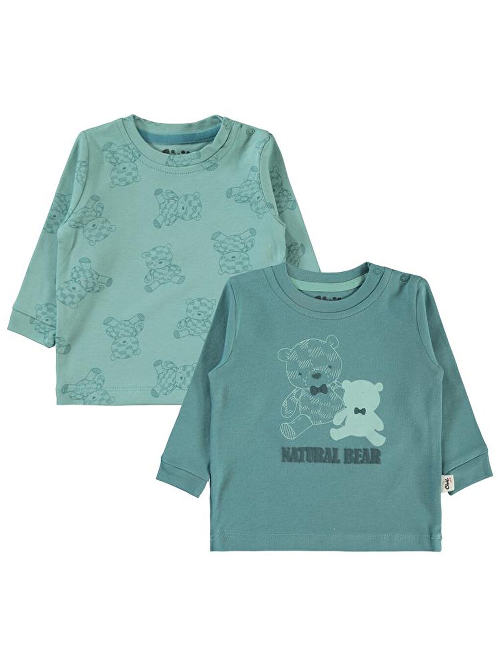 Petrol Baby Natural Bear Baskılı 6-18 Sweatshirt - Yeşil 9-12 Ay