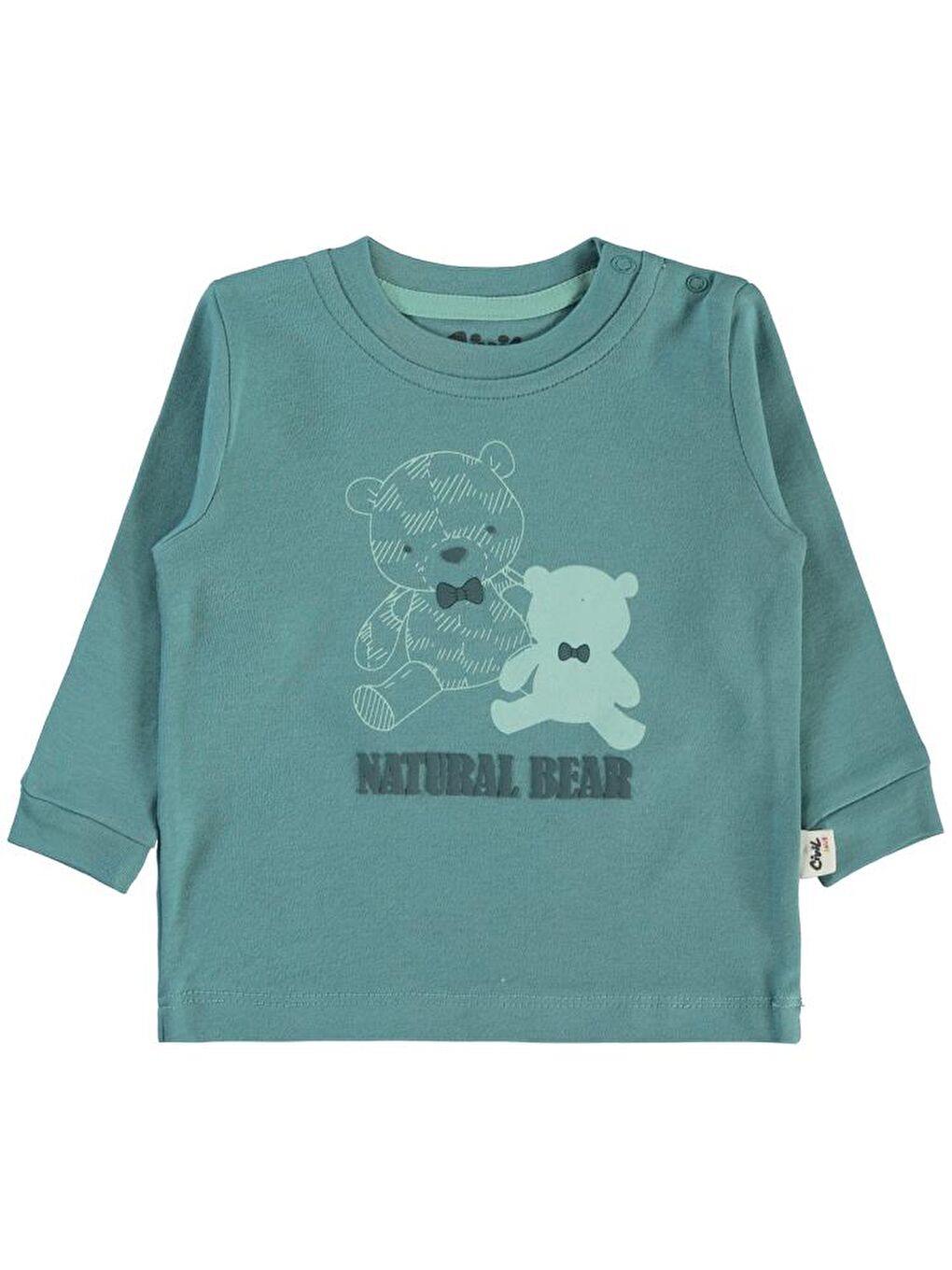 Petrol Baby Natural Bear Baskılı 6-18 Sweatshirt - Yeşil 9-12 Ay-1