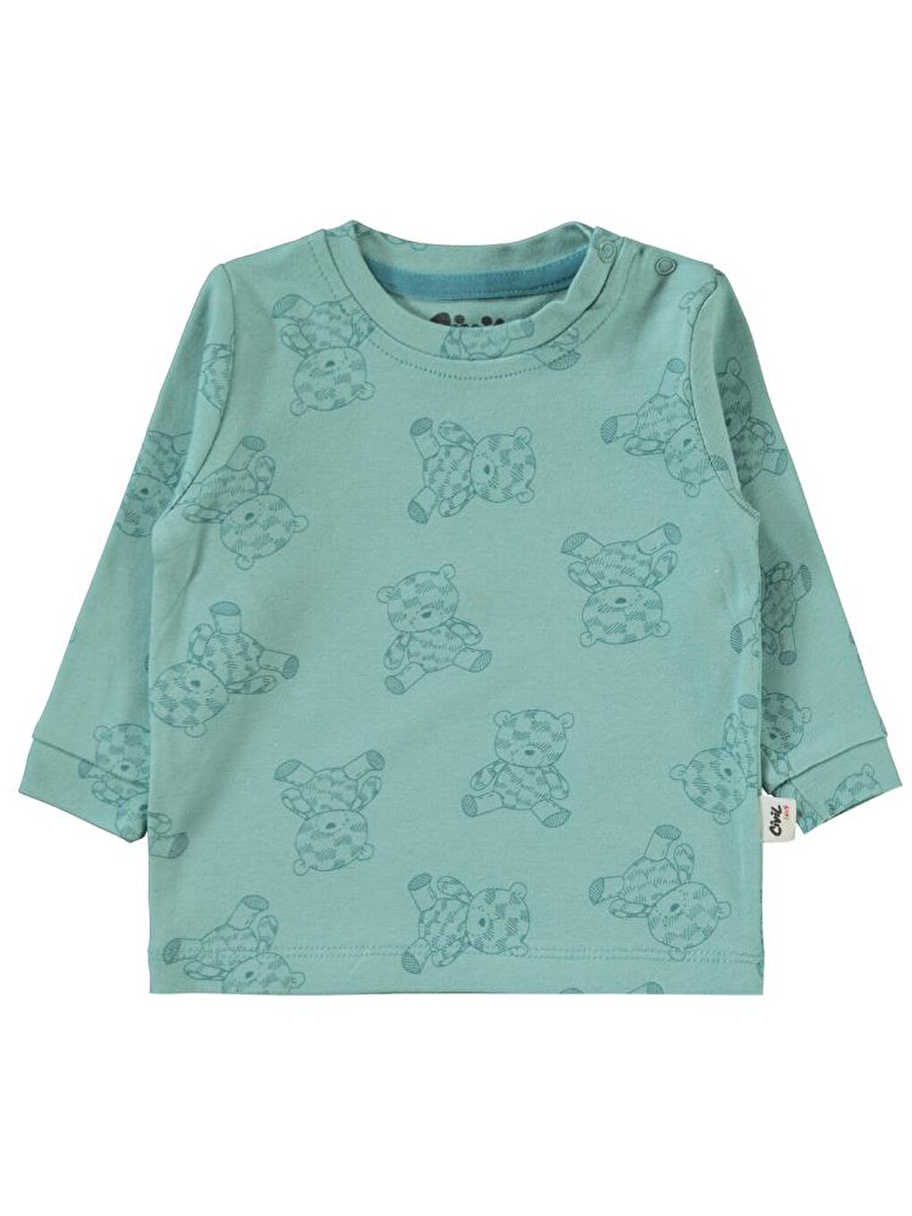 Petrol Baby Natural Bear Baskılı 6-18 Sweatshirt - Yeşil 9-12 Ay-2