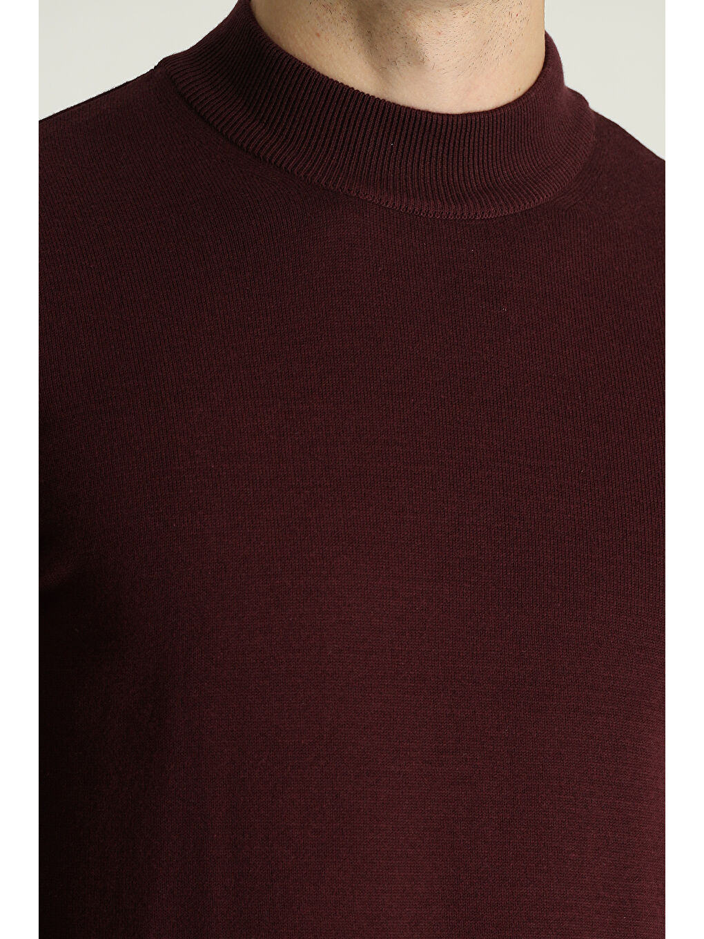 Bordo Bato Yaka Regular Fit Pamuklu Triko Kazak-4