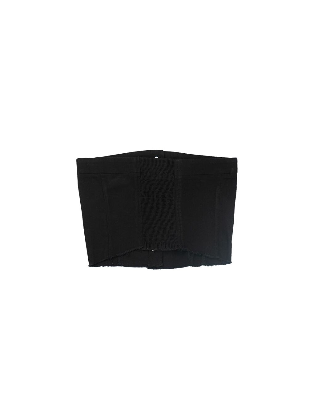 Düğme Detaylı Straplez Bluz Siyah-1