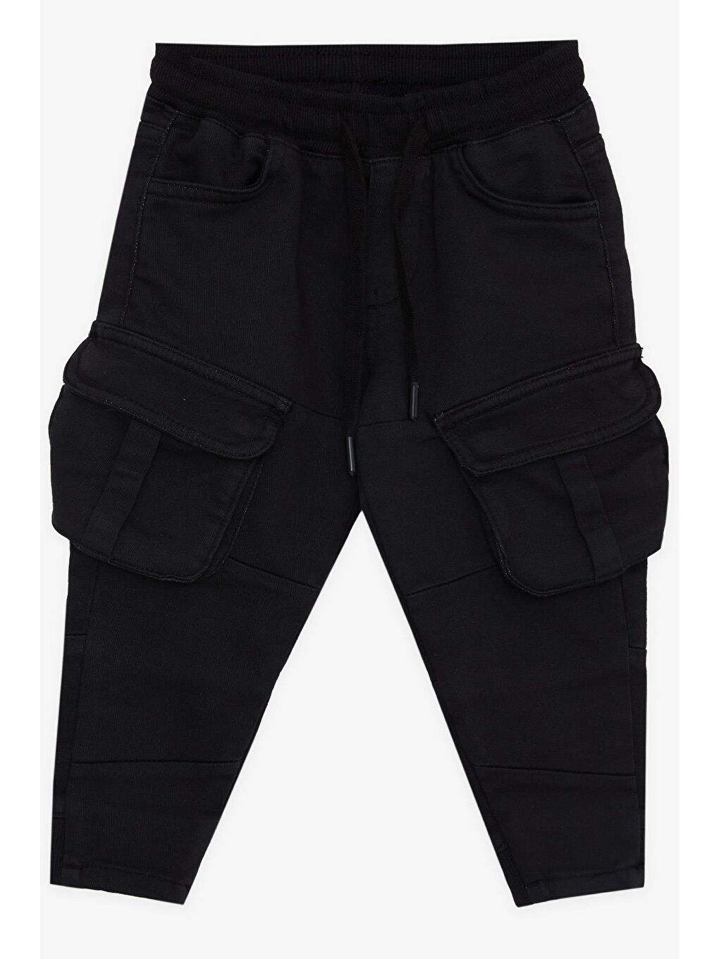 Erkek Çocuk Pantolon Kargo Cepli Beli Lastikli Siyah (3-7 Yaş)