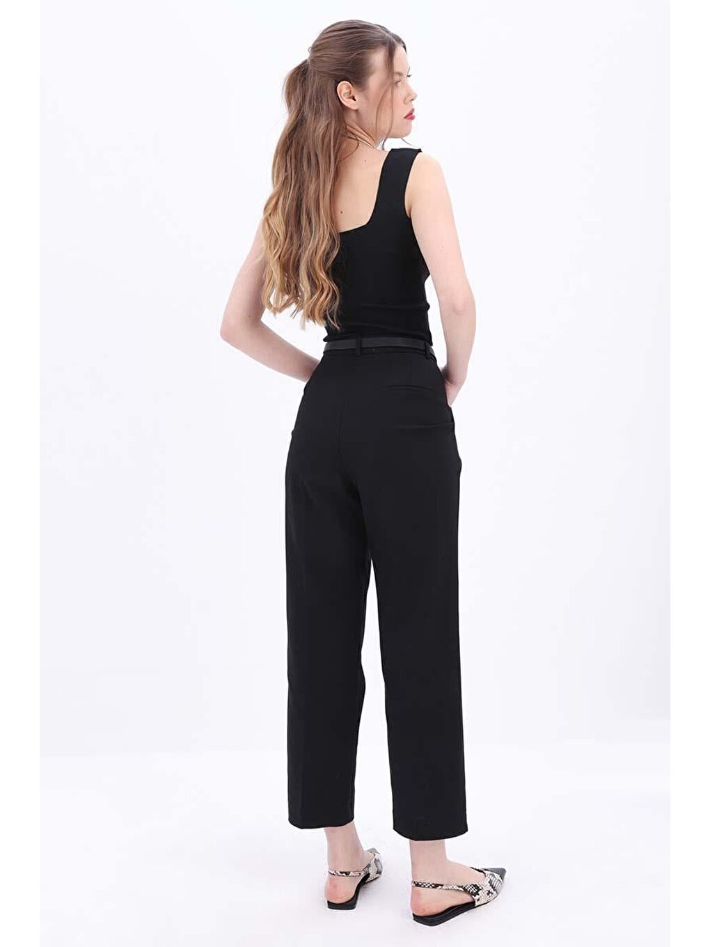 Siyah-Pamuklu Büyük Beden Kumaş Pantolon-3